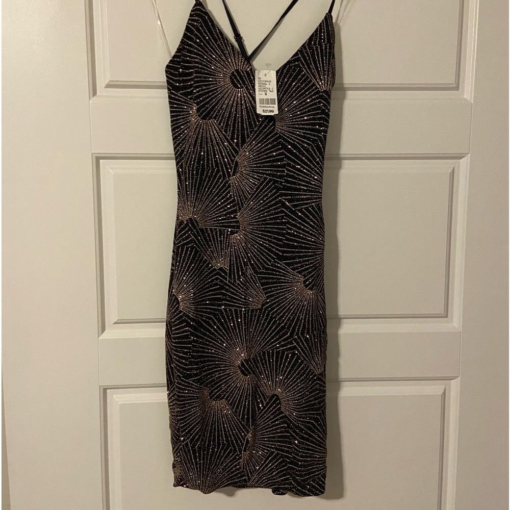 Black sparkly cross back dress